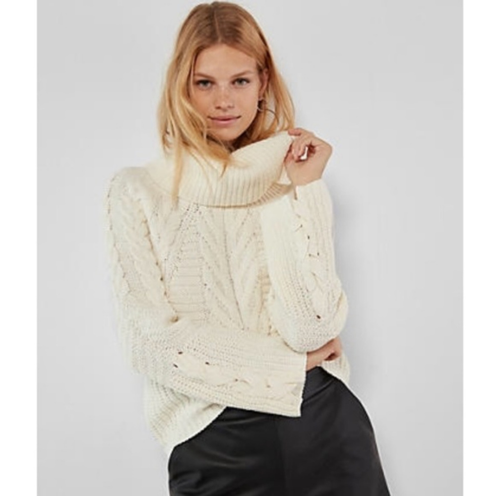 Express cable knit sweater with braided sleeve
